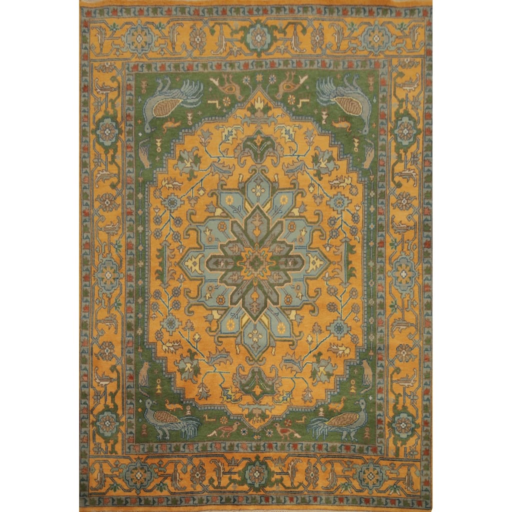 Hand Knotted Oriental 100% Wool Carpet Traditional Floral Oranges & Rust Ziegler Area Rug - 9' 10'' X 8' 0''