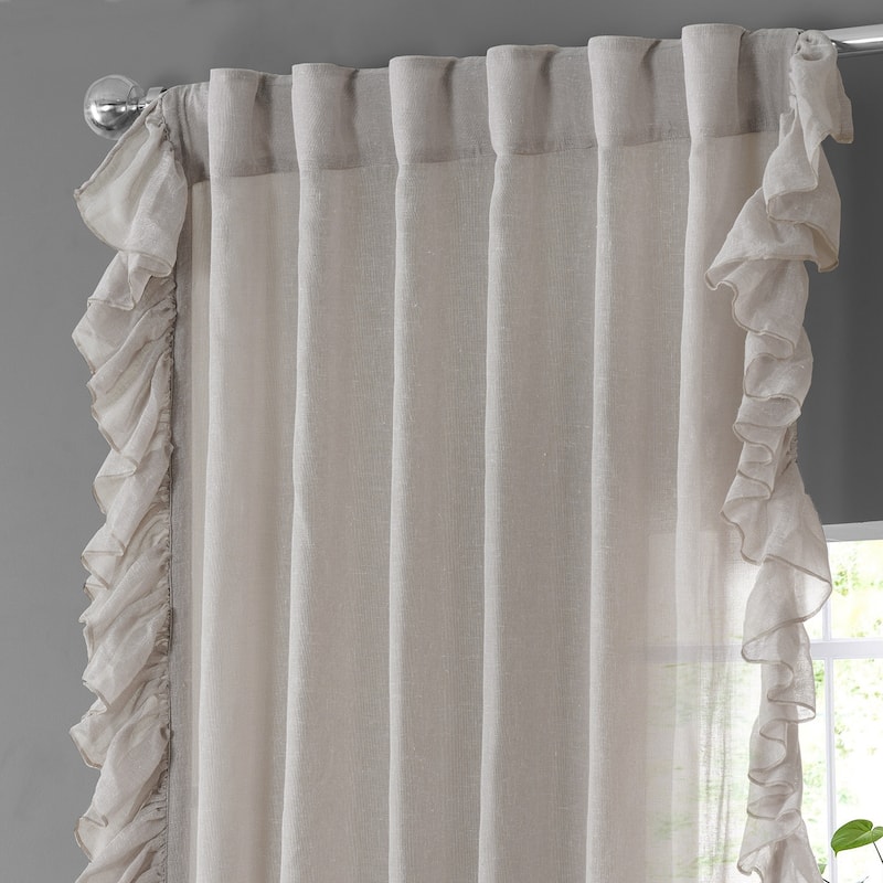 Exclusive Fabrics Faux Linen Ruffle Sheer Curtain (1 Panel)