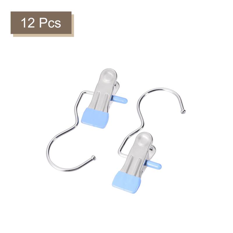 Uxcell Laundry Clips with Hook Metal Boot Hangers Chrome Plated