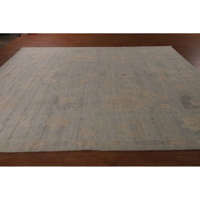 Floral Oushak Turkish Area Rug Hand-Knotted Wool Carpet - 9'2"x 11'8"
