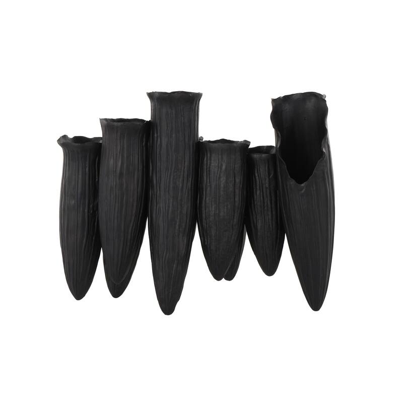 White or Black Ceramic Floral Inspired Abstract Decorative Vase with Linear Grooves and 10 Openings