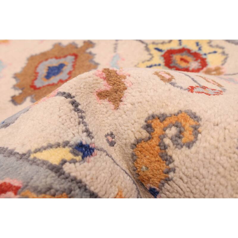 ECARPETGALLERY Hand-knotted Modern Oushak Cream Wool Rug - 2'6 x 11'7