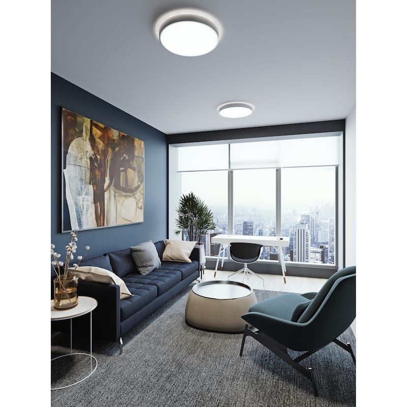 Octavia 12-inch Brushed Aluminum LED Flush Mount, White Acrylic Shade - N/A
