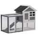 PawHut 48" Wooden Rabbit Hutch Bunny Cage with Waterproof Asphalt Roof, Fun Outdoor Run, Removable Tray and Ramp