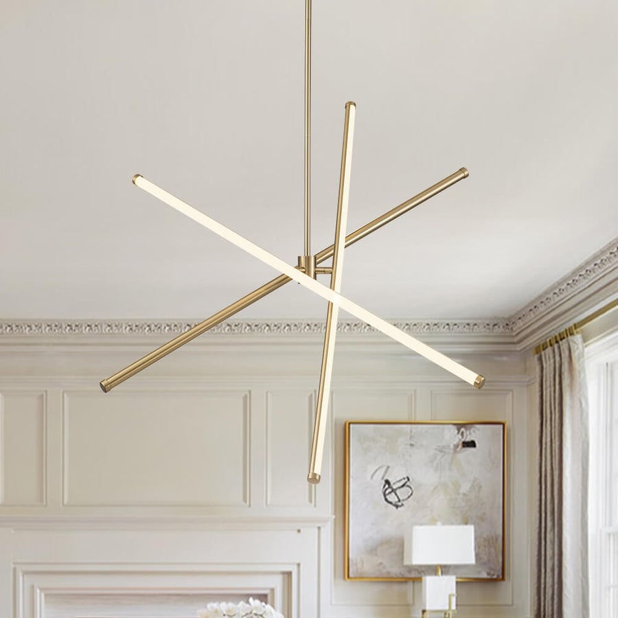 Modern 3-Light Sputnik Linear LED Pendant Chandelier - Adjustable - On Sale  - Bed Bath & Beyond - 37455925