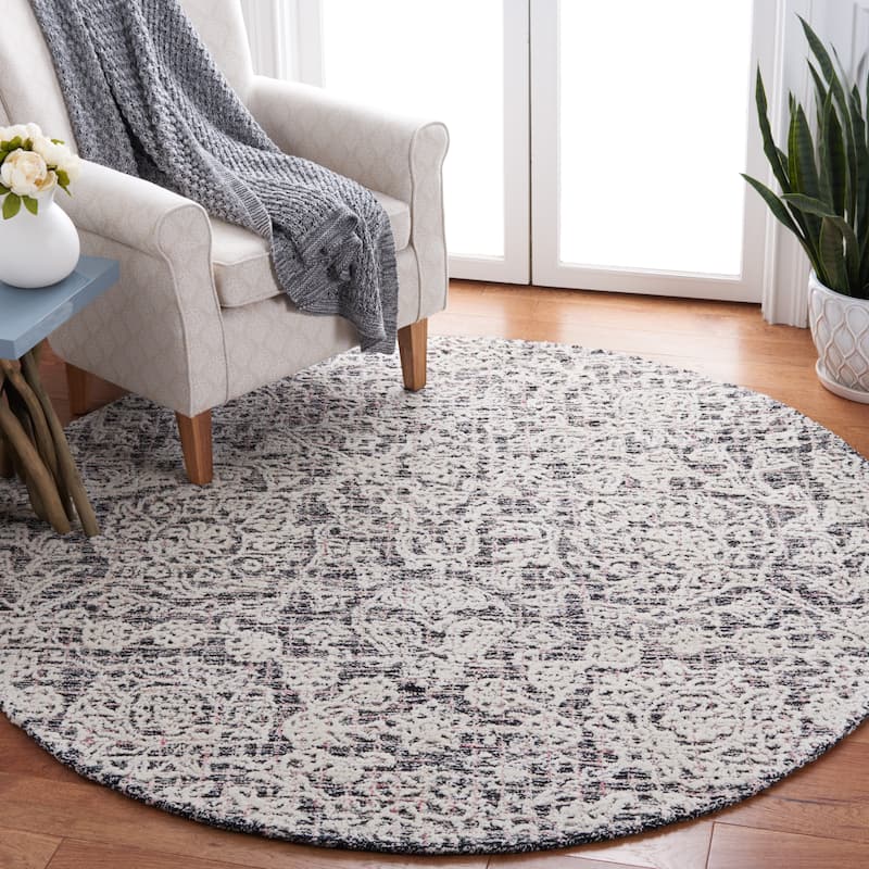 SAFAVIEH Handmade Metro Rudolfa Modern Wool Rug - 6' Round - Black/Ivory