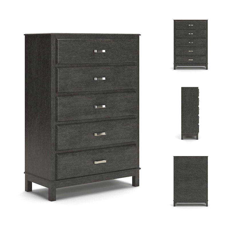 Caitbrook Five Drawer Chest - Contemporary Style - Gray