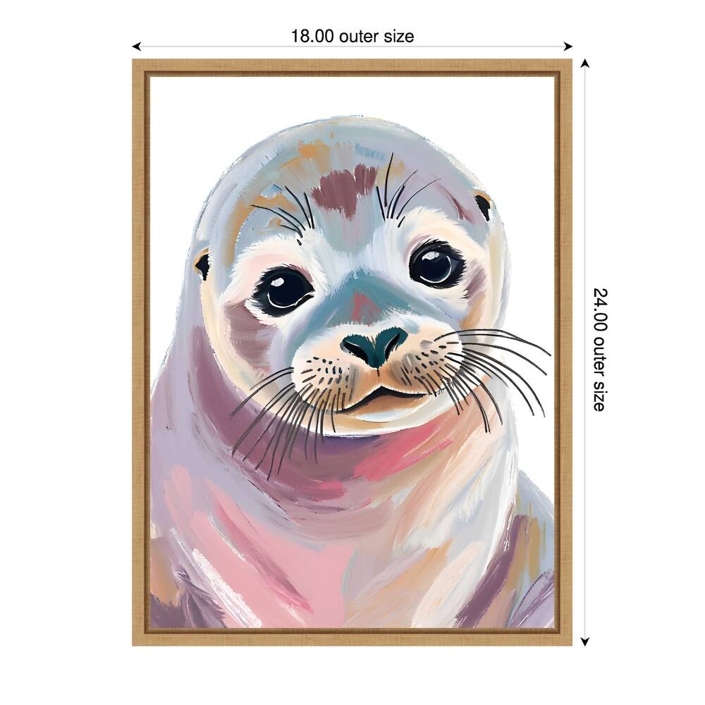 Cute Seal Pup by Ohkimiko Framed Canvas Wall Art