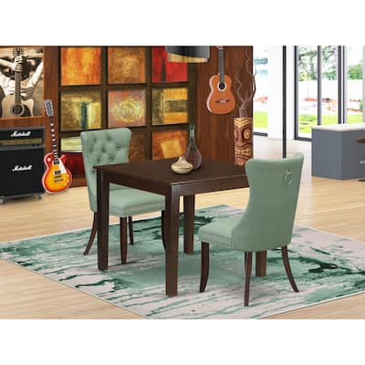 East West Furniture Dinette Set Consists of a Square Dining Table and Upholstered Chairs, Mahogany (Pieces Options)