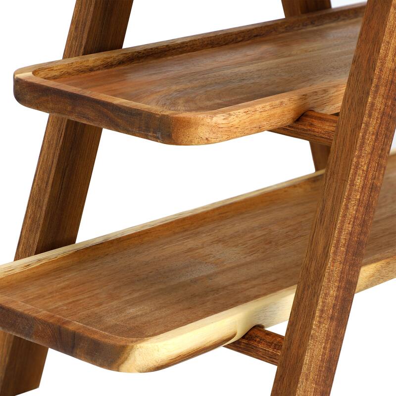 3 Tiered Acacia Wood Rectangular Stacked Tray Set Perfect For Serving