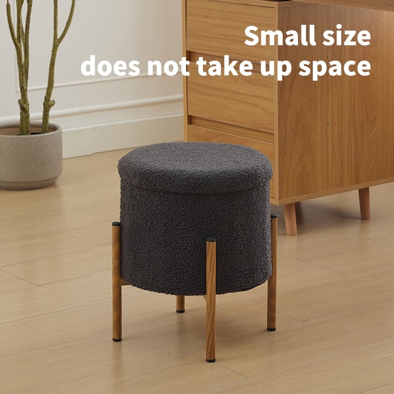 Modern Round Storage Ottoman, Ottoman Foot Stools With Metal Base,Ottoman Footstool with Removable Lid Storage Ottoman