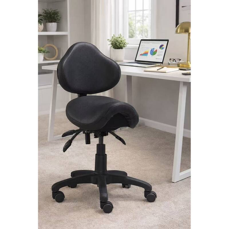 Ergonomic Adjustable Tilt Saddle Stool Chair With Back Support Home Office Exam Waiting Rooms Desk Dentistry Doctor