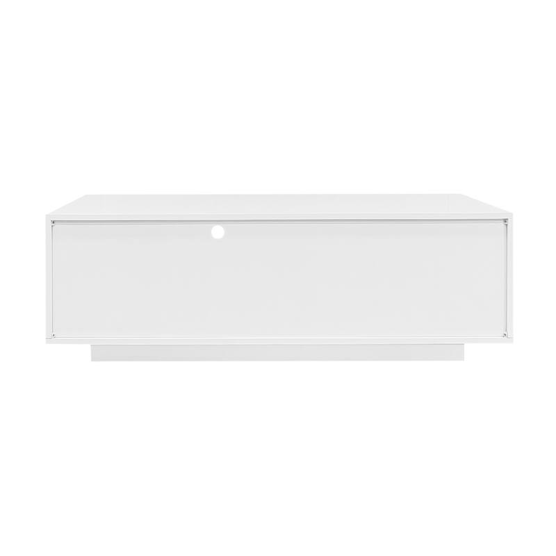 High Glossy Rectangle Coffee Table, Stylish Center Table with Storage Space, LED Cocktail Table for Living Room