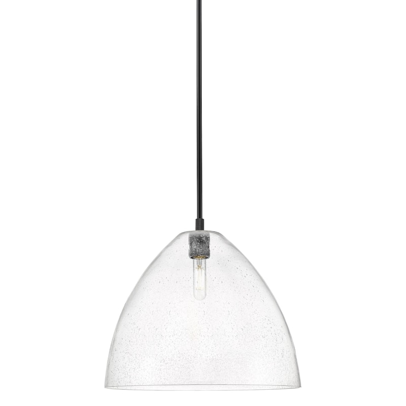 Innovations Lighting 434-1S-15-16 Crown Point Pendant Dome Crown Point - Matte Black / Seedy