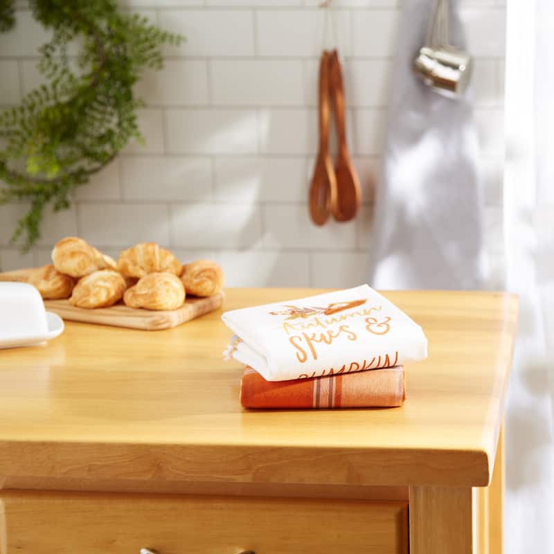 Autumn Pumpkins Printed Dishtowel (Set of 2)