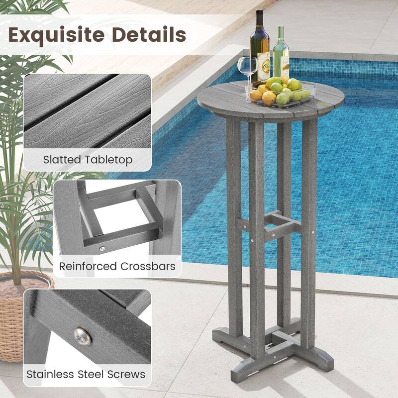 Gymax 3PCS Outdoor HDPE Bar Table & Chair Set for 2 w/ Footrests for