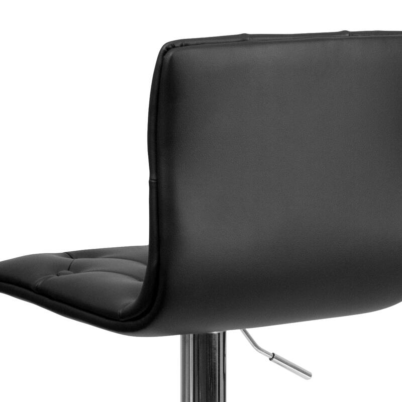 Contemporary Button Tufted Vinyl Adjustable Height Barstool with Chrome Base - 15"W x 18"D x 35.25" - 43.75"H