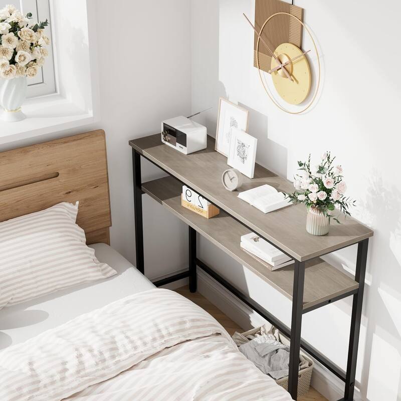 Narrow and Thin Sofa Table with Adjustable Shelves