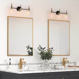 Modern 2/3/4-Light Black Gold Bathroom Vanity Lights Linear Glass Wall Sconces