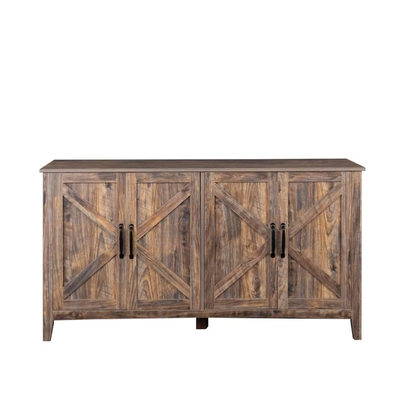Farmhouse Sideboard Buffet Cabinet w/ 4 Doors,Accent Kitchen Storage Cabinet w/ Storage Shelves Freestanding Cabinet Bar Cabinet