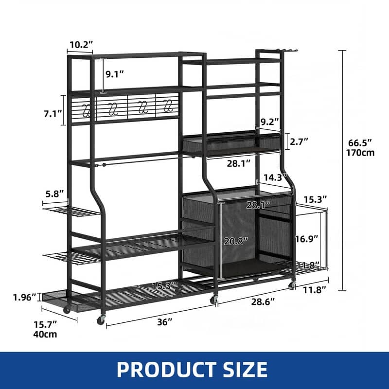 Moasis 3 Golf Bags Storage Stand Sports Gear Accessories Rack with Wheels