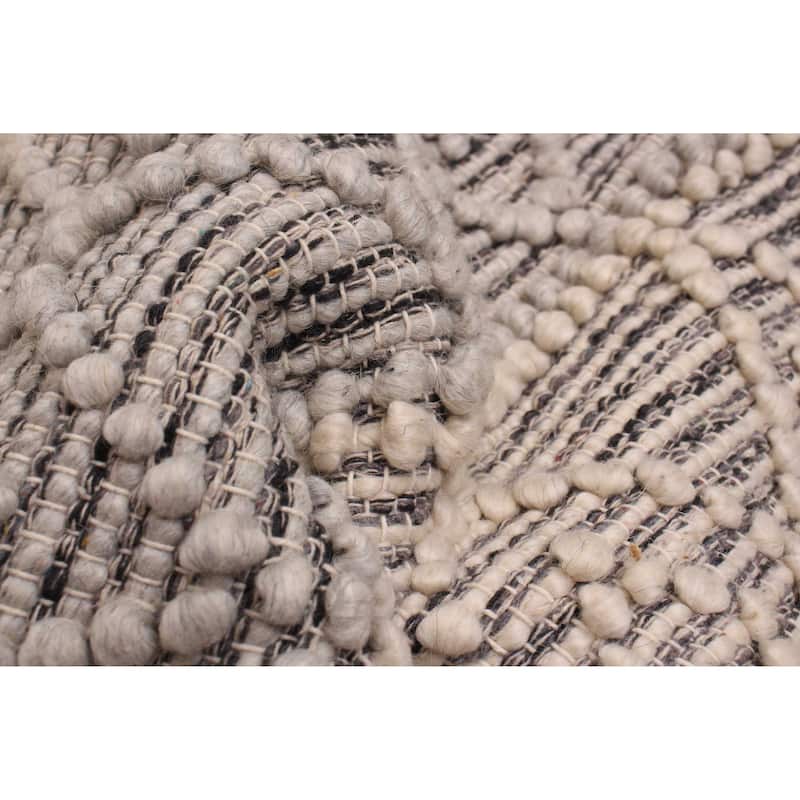ECARPETGALLERY Braid weave Sienna Ivory Wool Rug - 4'10 x 4'10