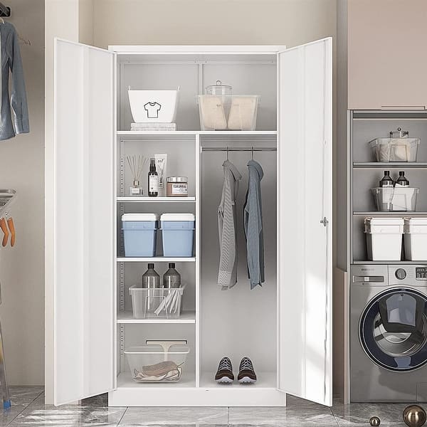 2-Door Metal Locker Cabinet With Adjustable Shelf – Steel Storage Locker For Bedroom, Office, Gym