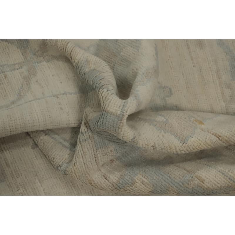 Earth Tone Wool Oushak Vegetable Dye Large Rug, Floral Geometric Carpet - 13' 10'' X 10' 0''