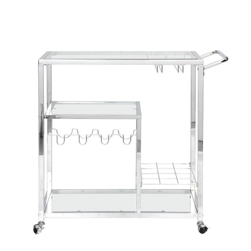 Bar Cart with Wine Rack and Glass Holder, Wine Bar with Storage