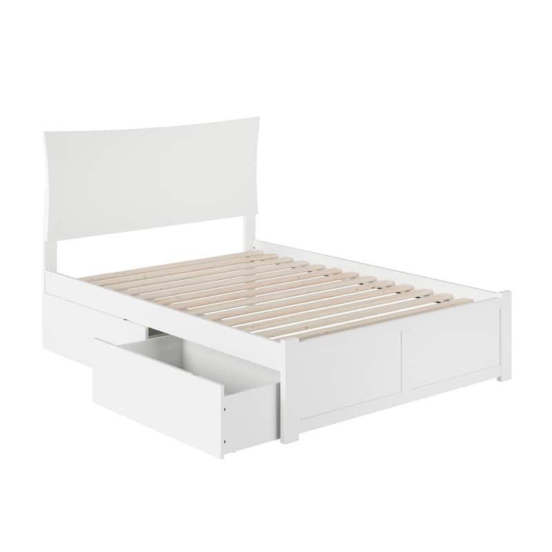 Metro Full Platform Bed with 2 Drawers in White