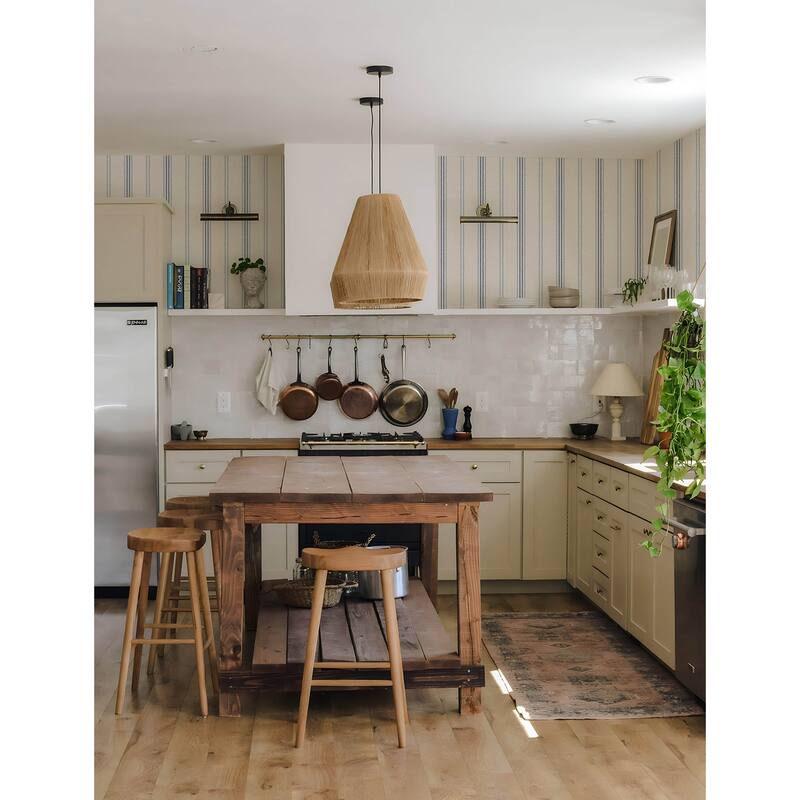 Chesapeake Lovage Blue Linen Stripe Wallpaper