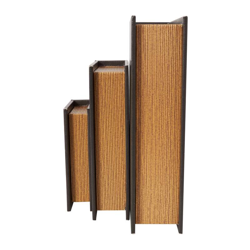 Faux Leather or Linen Fabric Book Storage Box - Set of 3 White, Beige, Black, Red or Light Gray - Roche River Decor
