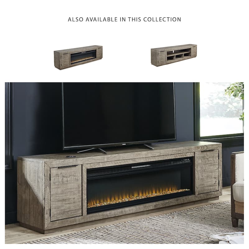 Signature Design by Ashley Krystanza 92" TV Stand for TVs up to 105" with Electric Fireplace - 92"W x 18"D x 25"H