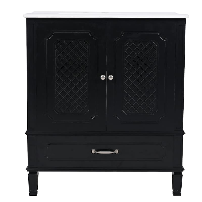 Free Standing Wall Cabinet, 30" Bathroom Vanities with Ceramic Sink, Drawers and Storage Soft-closing Door Shelf