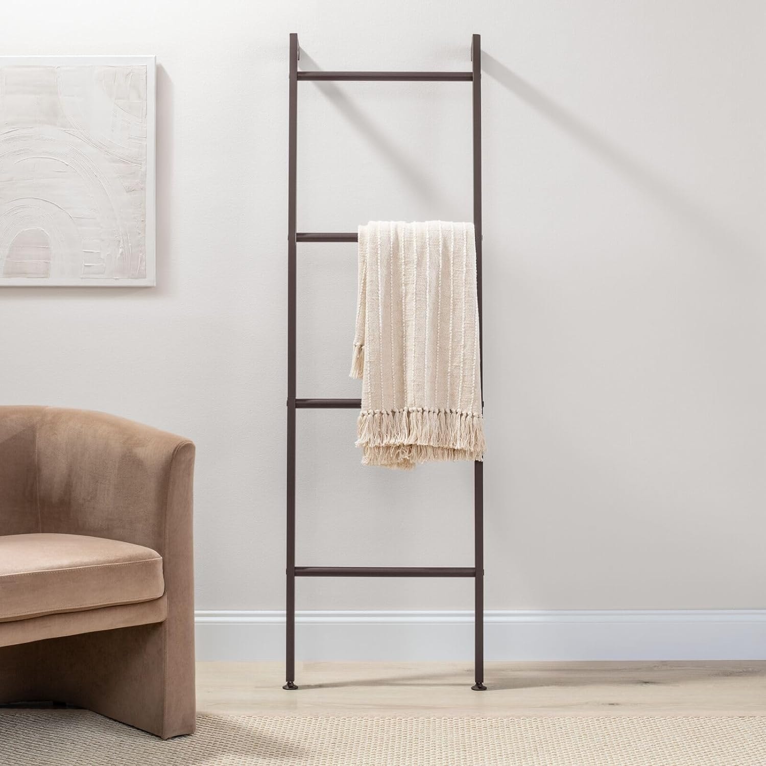 Metal Leaning Blanket and Towel Ladder ,Blanket Ladder for Bedroom - Main Image