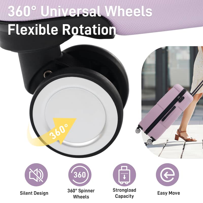 Hardshell Luggage Sets 3 Piece Double Spinner Wheels Suitcase with Handle Password Lock, Lightweight 20"+24"+28" Luggages