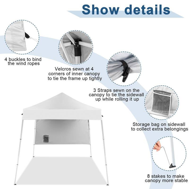 White Portable Pop-Up Waterproof Gazebo Canopy Tent with UV Protection and Carry Bag Included - 94.5” x 94.5” x 86.6” L x W x H