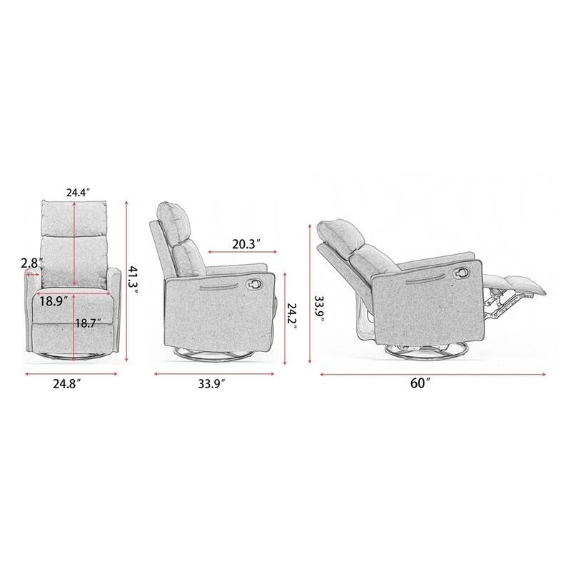 Modern Swivel Rocking Chair With Adjustable Back And Footrest