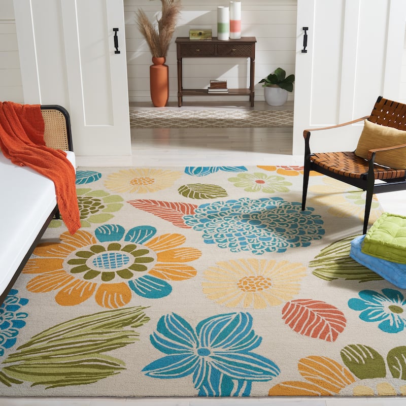 SAFAVIEH Handmade Four Seasons Anoeska Floral Rug - 4' x 6' - Ivory