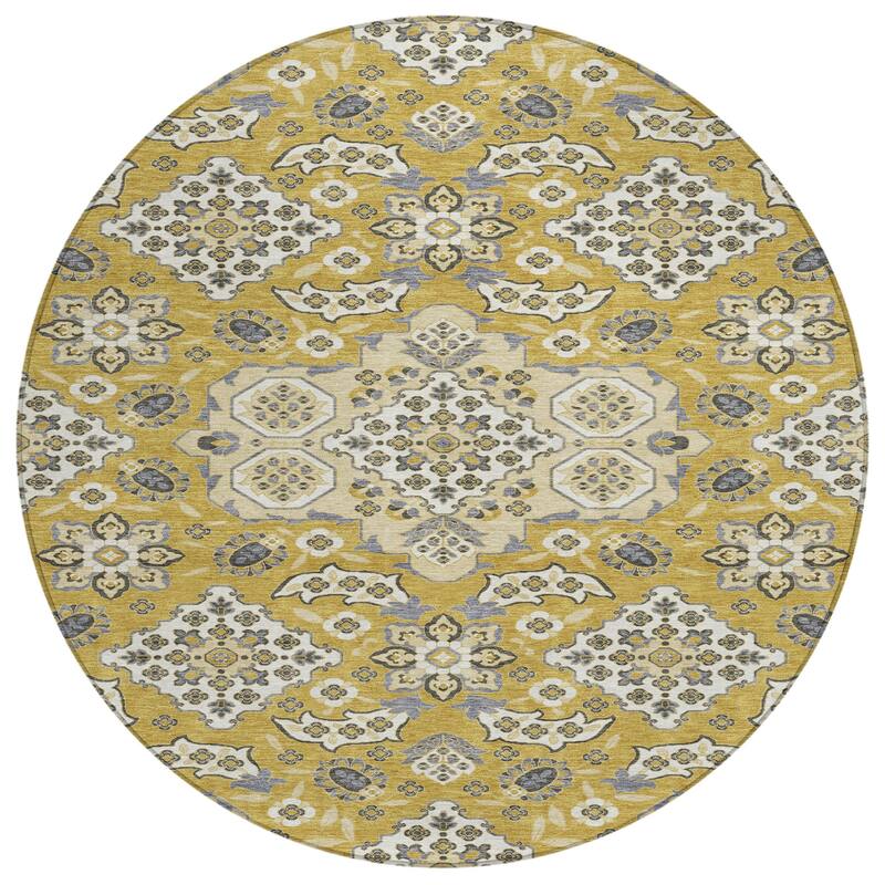 HomeRoots Medallion Traditional Rectangle Outdoor Rug