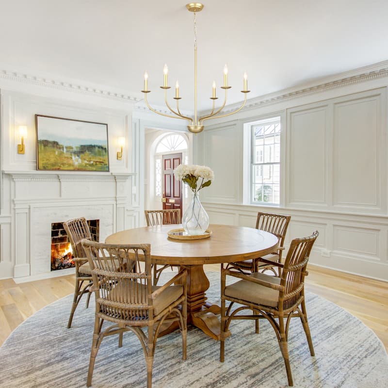 6-Light Modern Farmhouse Chandelier, Metal Candle Style Chandelier for Dining Room Living Room Bedroom Kitchen