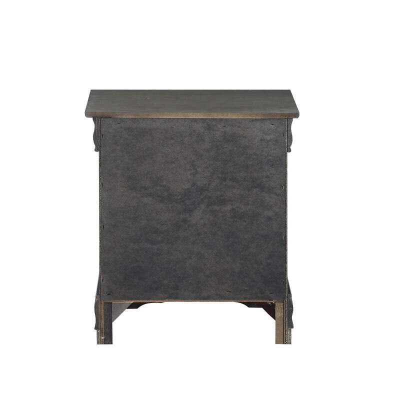 Elegant Dark Grey 2-Drawer Nightstand with Metal Hardware