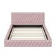 preview thumbnail 5 of 9, 2-Pcs Tufted Upholstered Platform Wooden Bedframe with Ottoman, Pink