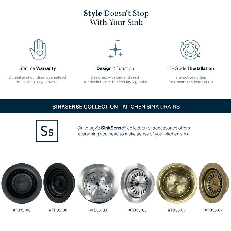 SinkSense Satin Gold 3.5" Basket Strainer Drain with Post Style Basket