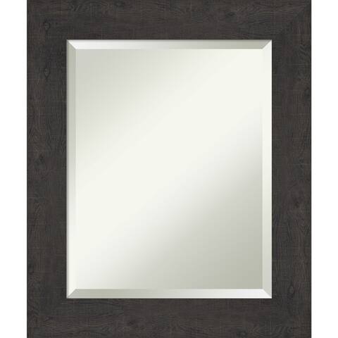 Beveled Wall Mirror - Rustic Plank Espresso Frame
