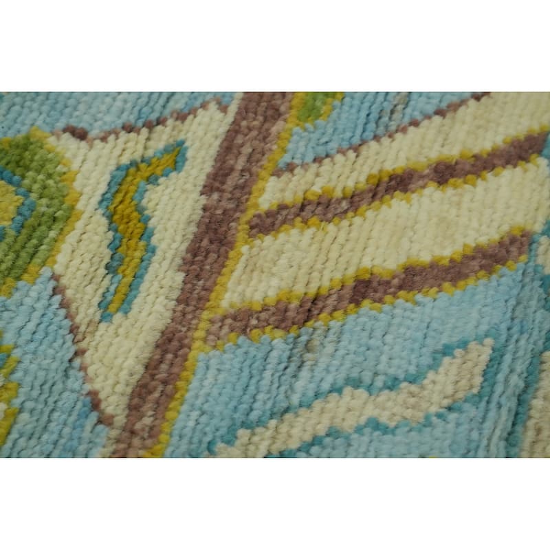 Vegetable Dye Wool Oushak Turkish Area Rug, Geometric Carpet - 11' 11'' X 9' 0''
