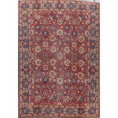 Pre-1900 Antique Vegetable Dye Tabriz Persian Wool Area Rug Handmade - 8'7" x 12'3"