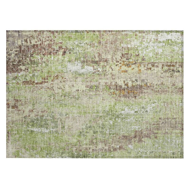 Machine Washable Indoor/ Outdoor Abstract Pixels Chantille Rug