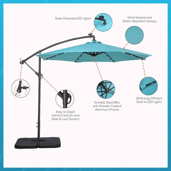lime green offset patio umbrella WestinTrends 10 ft Outdoor Solar LED Cantilever with Base Weights, Dark Give your guest a comfortable outdoor shade with this UV Pure Garden 10-Foot Offset Patio