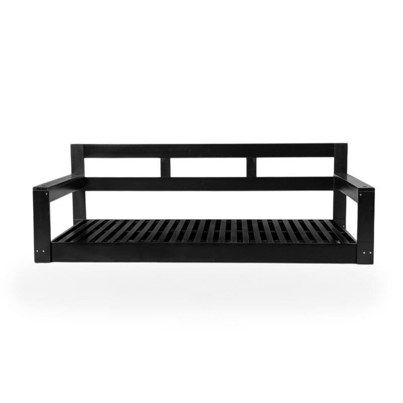 Farmhouse Style Twin Size Porch Swing Frame with Backrest, Outdoor Patio Swing Bench Chair with Hanging Ropes